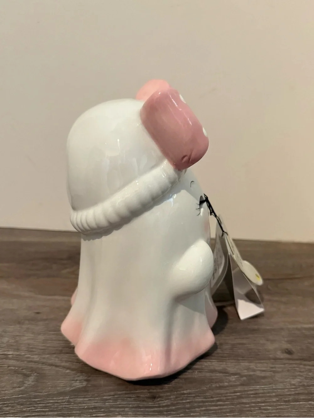 Absolutely Adorable Goblin & Ghoul Light-up Pink Bow Ceramic Ghost- NWT